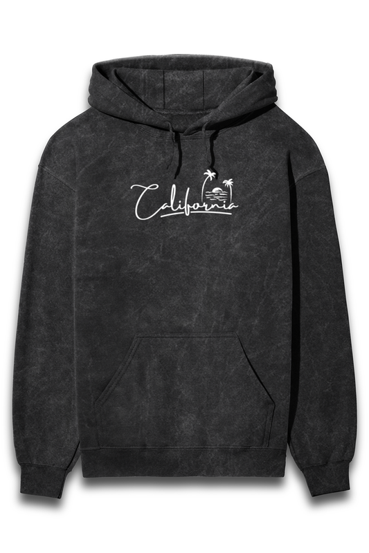 Unisex Acid Wash Printed Hooded Sweatshirt - California Edition